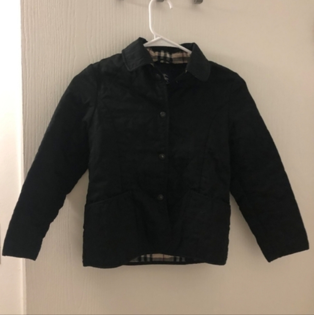 Burberry Girls Iconic Quilted Collared Snap On Jacket Sz 10